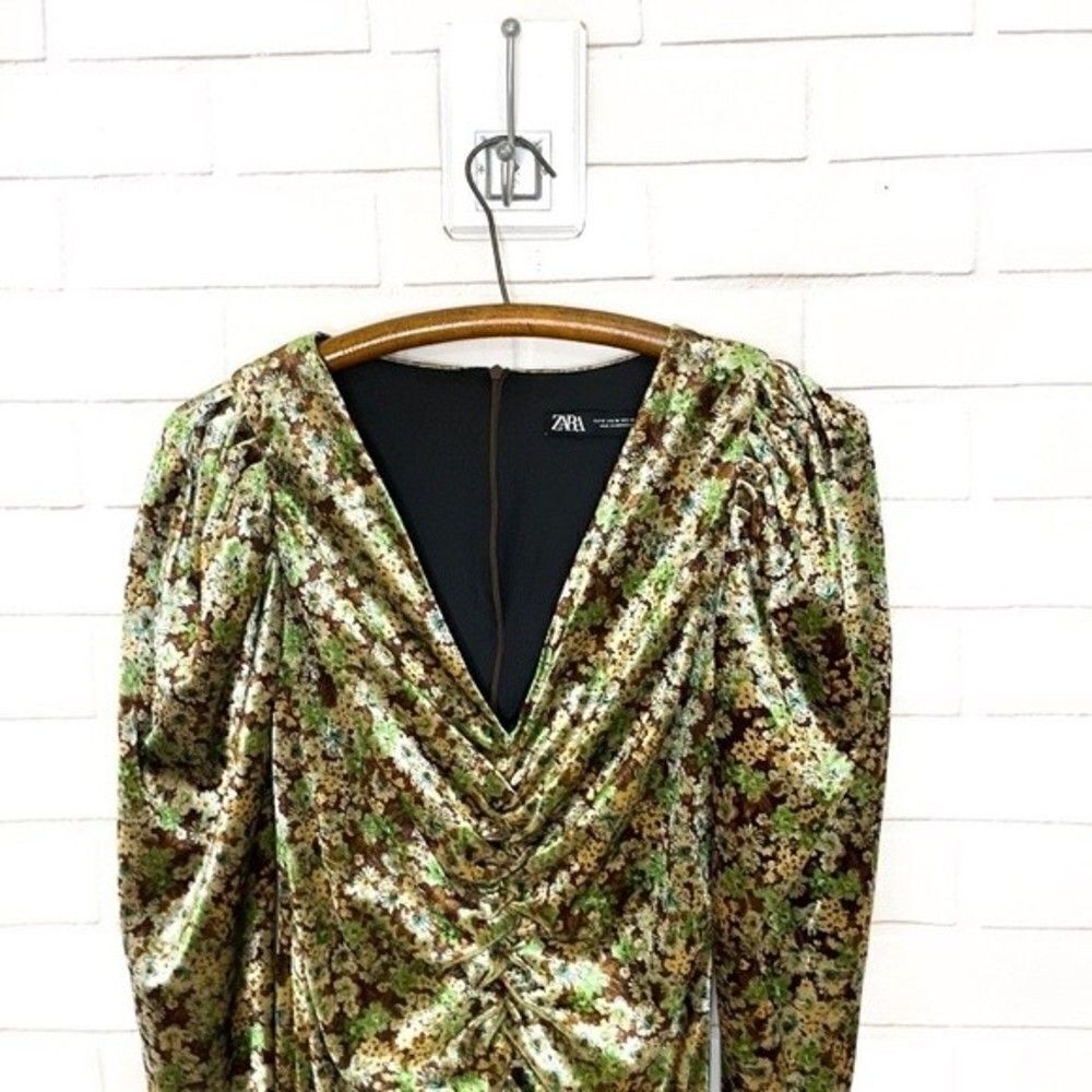 2 for $30 ZARA Velvet Floral Mini Dress - Picture 5 of 12